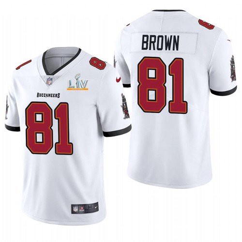 Men's Tampa Bay Buccaneers #81 Antonio Brown White NFL 2021 Super Bowl LV Limited Stitched Jersey